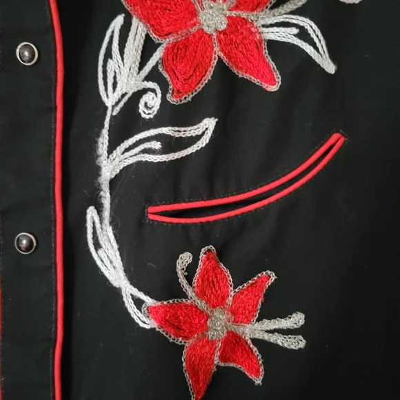 Vintage Western Snap Button Embroidered Floral Cowgirl Shirt - Picture 7 of 7